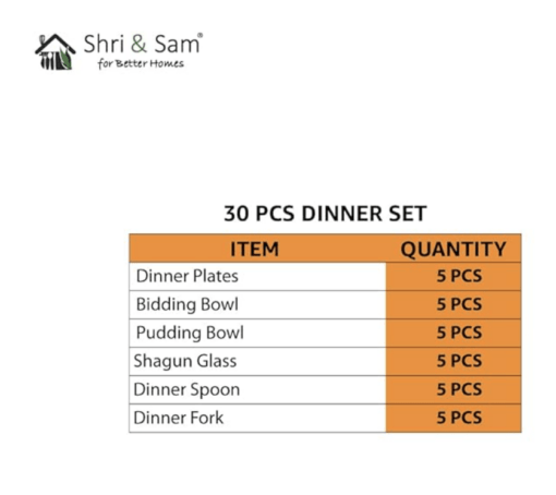 Shri & Sam Stainless Steel Shagun Dinner Set (30 Pcs Set) - Image 2